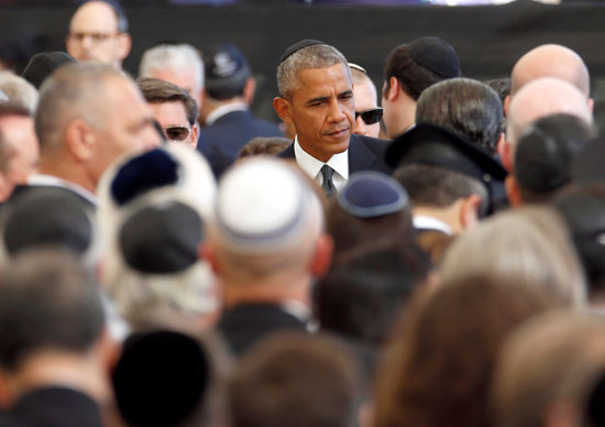 الرئيس الأمريكى باراك أوباما يصل لحضور جنازة بيريز